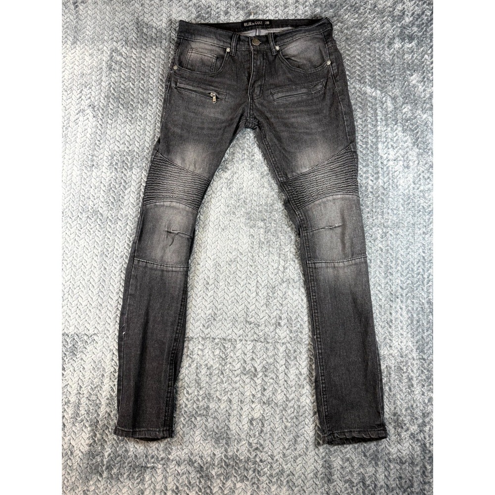 Blue Cult Biker Jeans Womens 28‎ Black Cotton Stretch Moto Mid Rise Skinny Leg
